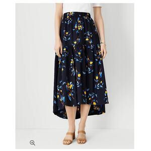 Ann Taylor lemon vine skirt tiered pull on high low Size Large NEW NWT career